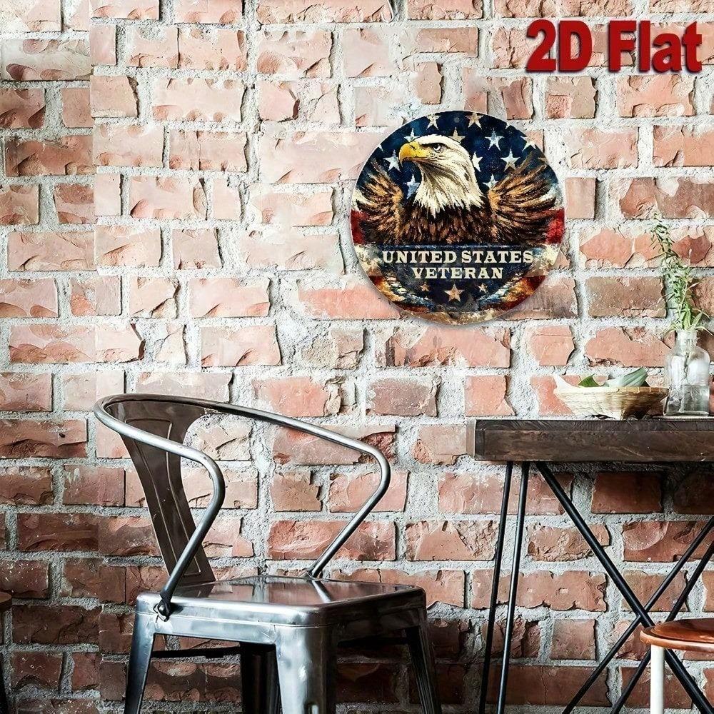 Vintage US Patriotic 8x8 Inch Metal Tin Sign Man Cave Wall Decor