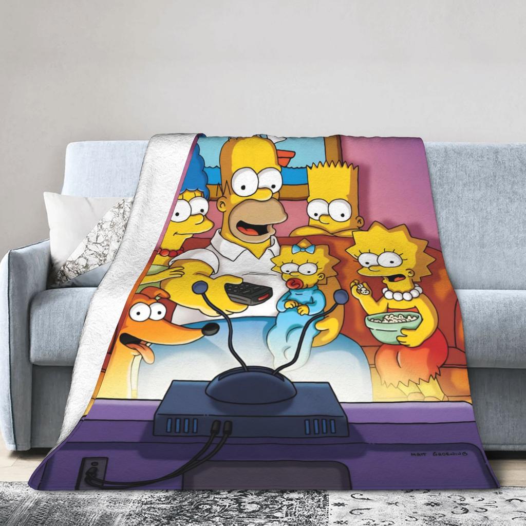 T-The Simpsons Warm Soft Blankets Girls Boys Plush Throw Blanket Novelty Couch Chair Flannel Bedspread Sofa Bed Cover