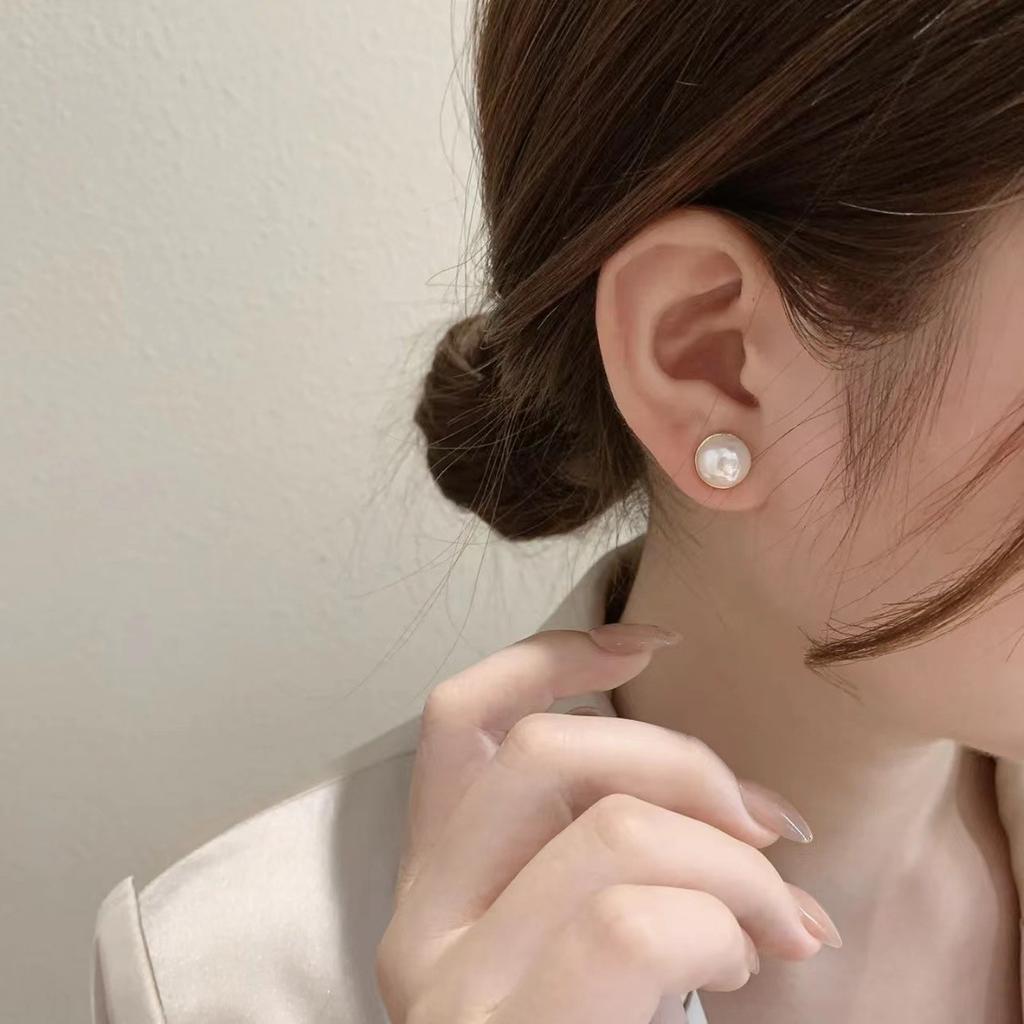925 Silver Geometric Irregular Pearl Earrings for Women Girl Minimalist Personality Ear Studs Trendy Jewelry Gift