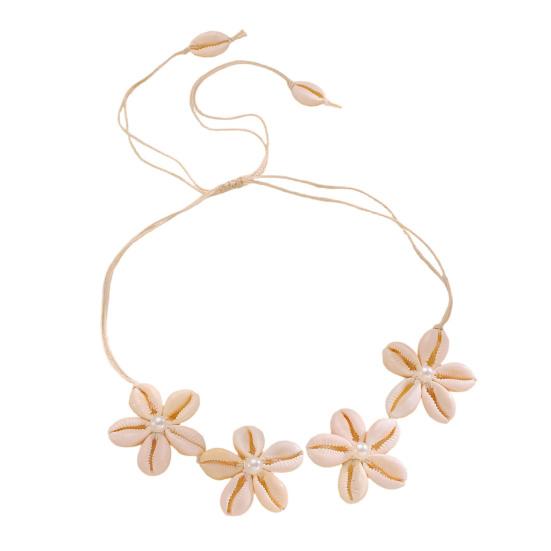 Natural Seashell Flower Jewelry Set Handmade Shell Necklace Earrings with Faux Pearl Accents Beach Vacation Casual Gift for Coastal Lovers