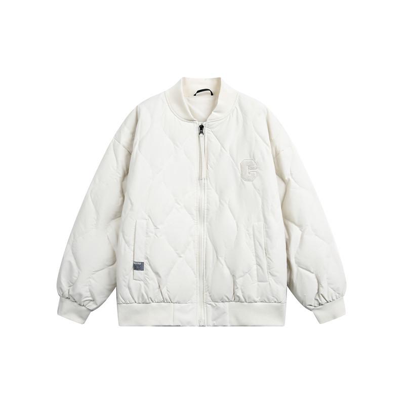 QIYOU 2025 Winter Diamond Pattern Baseball Jacket - Unisex Casual Trendy Style