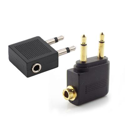 3.5mm Dual Male Jack Airline Airplane Earphone Headphone Headset Audio Connector Plug Adapter for Travel