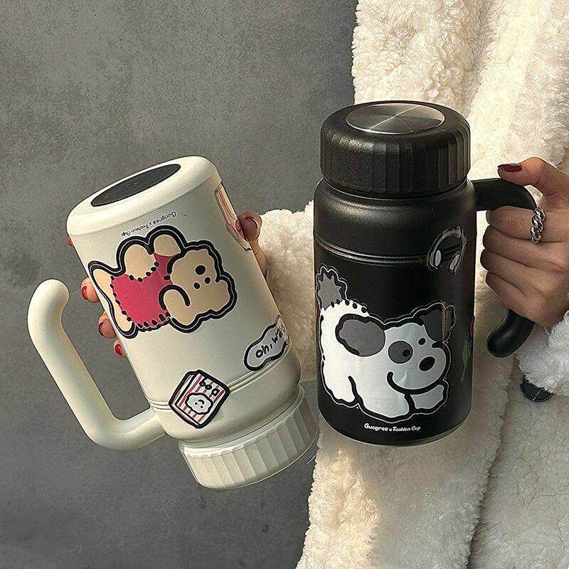 Japanese 1000ml Large Capacity Thermos Cup for Women, 316 Stainless Steel Student Water Bottle, High Aesthetic Portable Cup with Handle