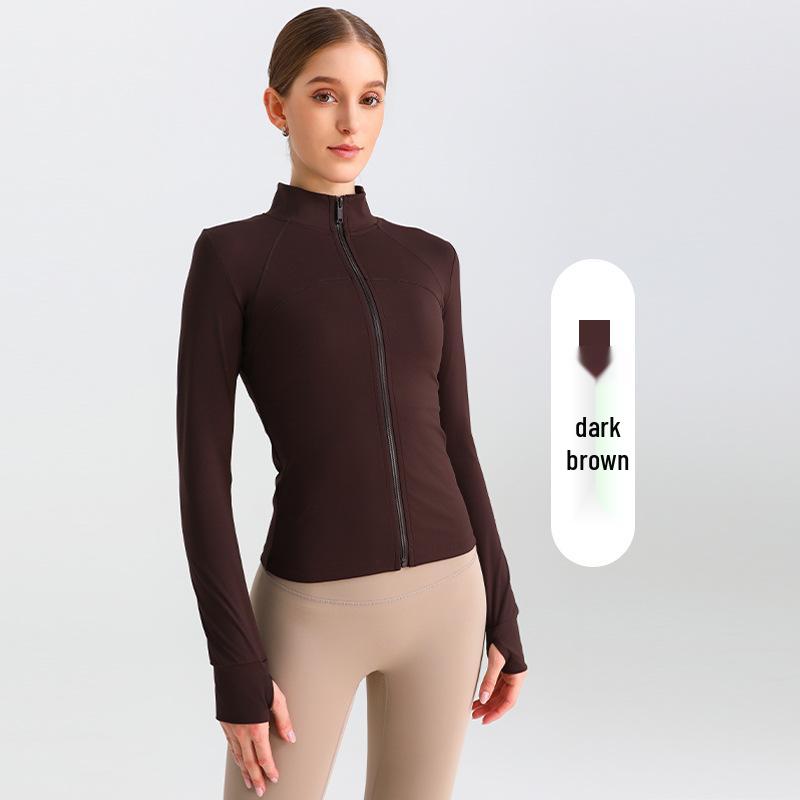 Cardigan Corto da Donna a Manica Lunga con Collo Alto e Vestibilità Slim - Perfetto per Yoga Autunnale, Corsa e Fitness