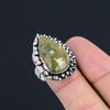 925 Silver Pear Natural Rainforest Jasper Statement Mother Multi Stone Boho Ring