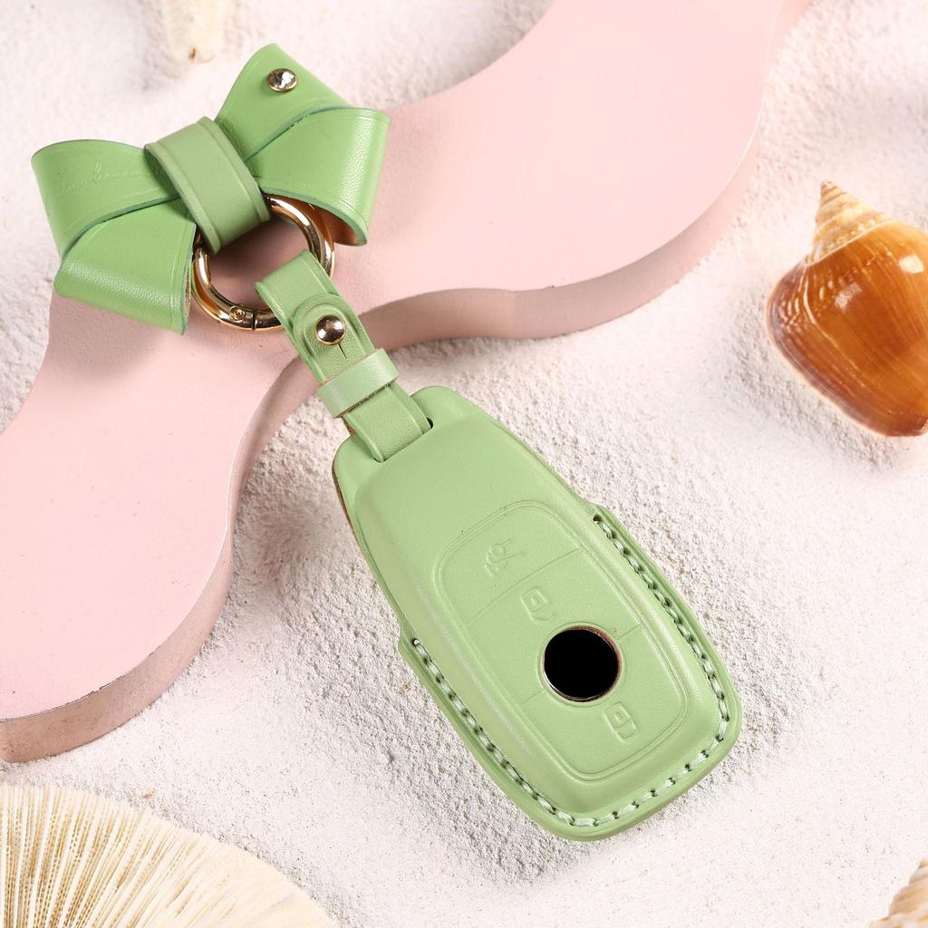 Women's key cover is suitable for Mercedes-Benz key cover Internet celebrities The same leather bow car key cover can be