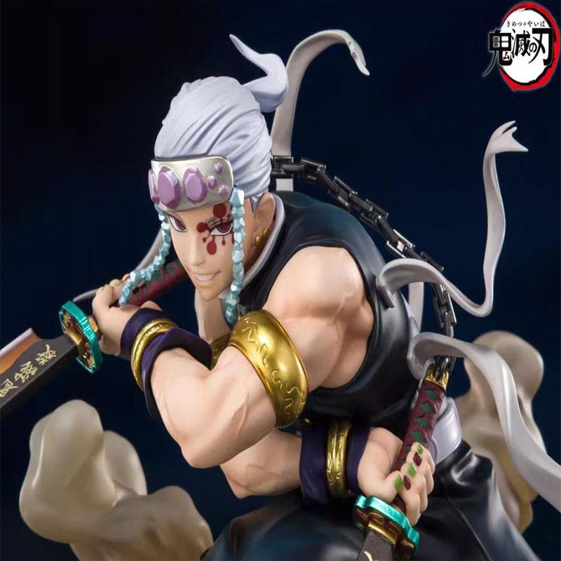 Demon Slayer Anime Figure 15cm Battle Uzui Tengen Scene PVC Statue Model Dolls Figurines Decor Toys Gift