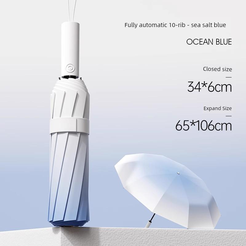 Fully Automatic, Enlarged, Reinforced, and Thickened Gradient Umbrella for Women, Dual-Use for Sun and Rain, Large Size for Men, Sun Protection, Uv