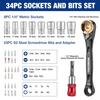 WORKPRO 34-Piece Socket Wrench Set, Driver Set, Bit Ratchet Set, 6.35mm Drive, Mini Ratchet Wrench, Dual-Purpose Ratchet Handle, Extension Bit Holder,