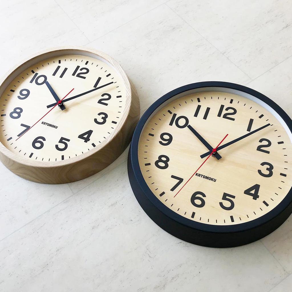 KATOMOKU Muku Clock 15, Black, km-107BK, Wall Clock with Continuous Second Hand, 30.6cm Diameter (Quartz Clock)