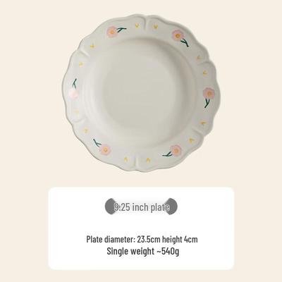 ZISIZ Pink Peony Underglaze Ceramic Dinner Plate