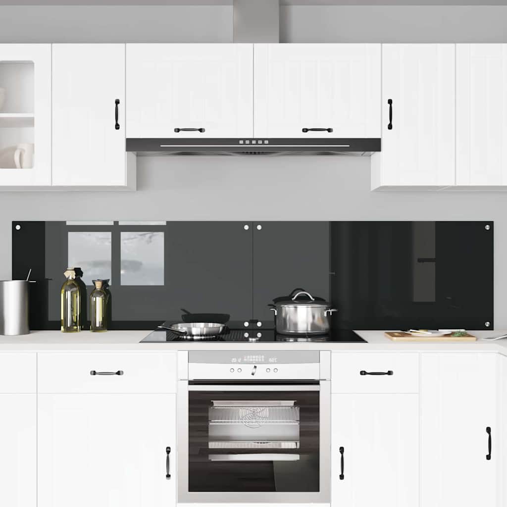 Kitchen Splashback 2 pcs Black 110 x 50 cm Tempered Glass