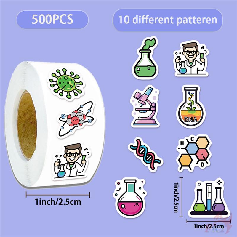 500Pcs/Roll Q Chemical Experiment Kids Rewards Stickers - DIY Scrapbooks Album Decor Sealing Label Decals