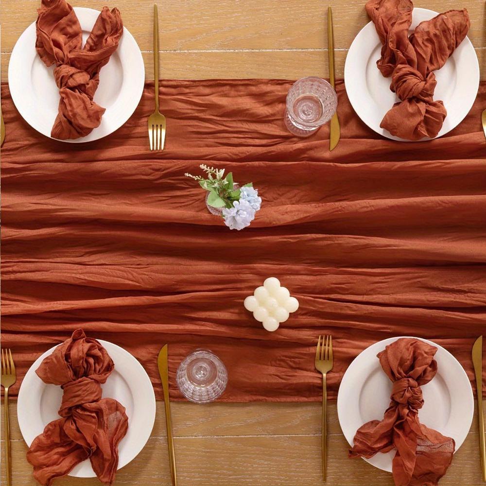 Sada stolního běhounu a ubrousků z gázy Boho Rustikální zmačkaná dekorace pro svatbu, narozeninovou oslavu, jídelní stůl