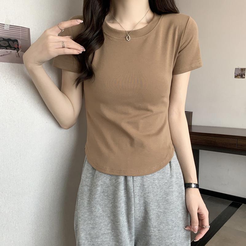 2026 Summer New Slim Fit V-Neck Short-Sleeve T-Shirt for Petite Women