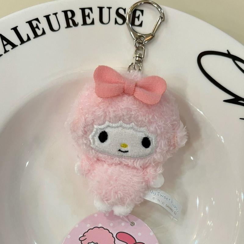 8CM Sanrios My Sweet Piano Plush Keychain My Melody Backpack Pendant Kawaii Mini Piano Sheep Bag Pendant Decoration Girl Gift