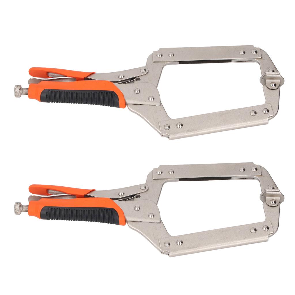2Pcs Locking C Clamp Pliers Set Heavy Duty Woodworking Face Clamp with Rotating Pads for Welding