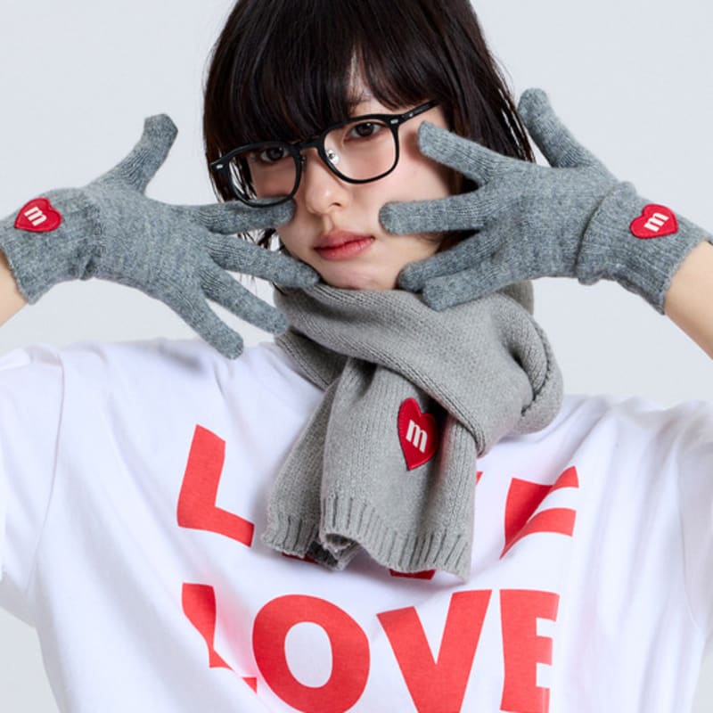 Macni LOVE M KNIT GLOVES GREY