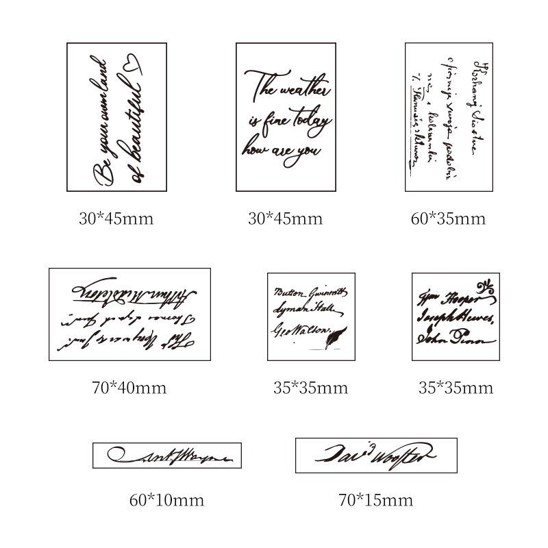 Yuezhen Retro Wooden Journal Stamps: 8-Piece Artistic Font Set for Kids