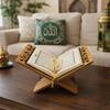 Flower Pattern Wooden Quran Holder Elegant Style Hollow Out Holy Book Shelf Detachable Recipe Storage Rack Islamic Muslim
