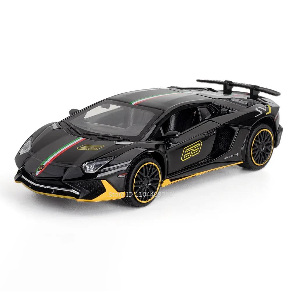 1:32 Scale Aventador LP780-4 LP770 Sports Car Model Toy Metal Diecast Pull Back Vehicles Models Toys Holiday Gifts for Kids
