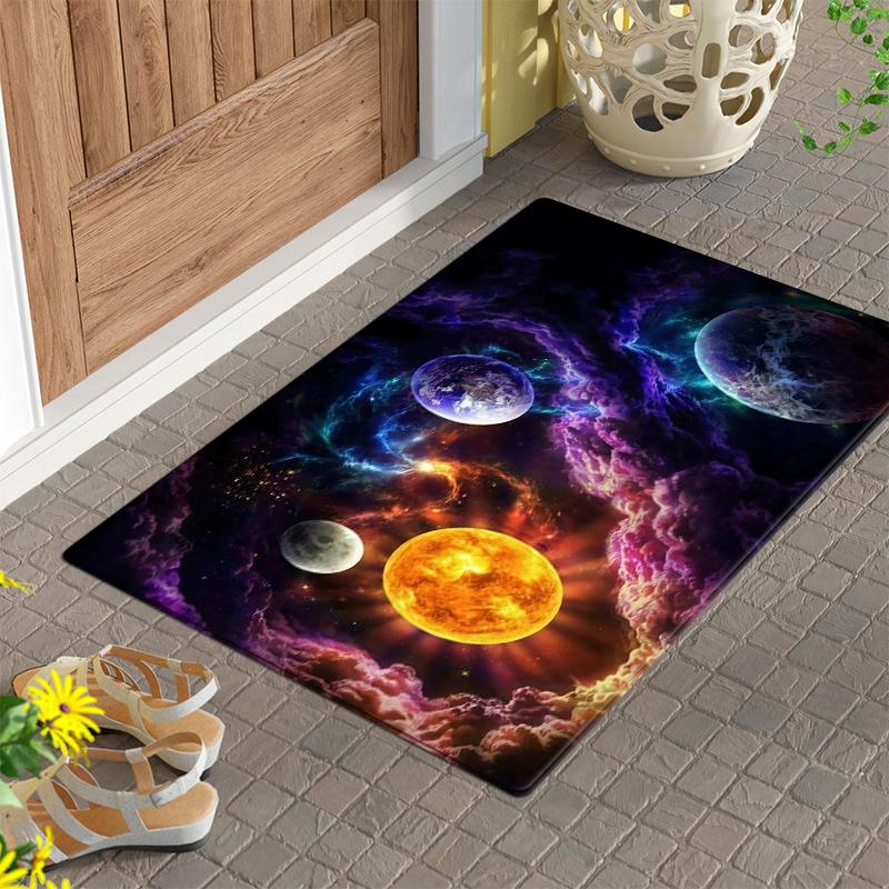 

3D Планеты Космическая тематика Напольный коврик Коврик для двери Супер Мягкая фланелевая поверхность с латексной подложкой Мультяшный впитывающий коврик для ванной Коврик для туалета Вход 40x60cm