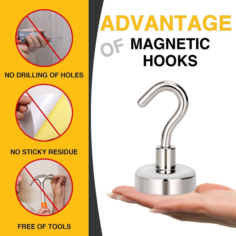 10Pcs Magnetic Hanger Wall-mounted Extra Strong Cruise Hook Multi-Purpose Storage Hooks for Refrigerator Other Magnetic Surfaces