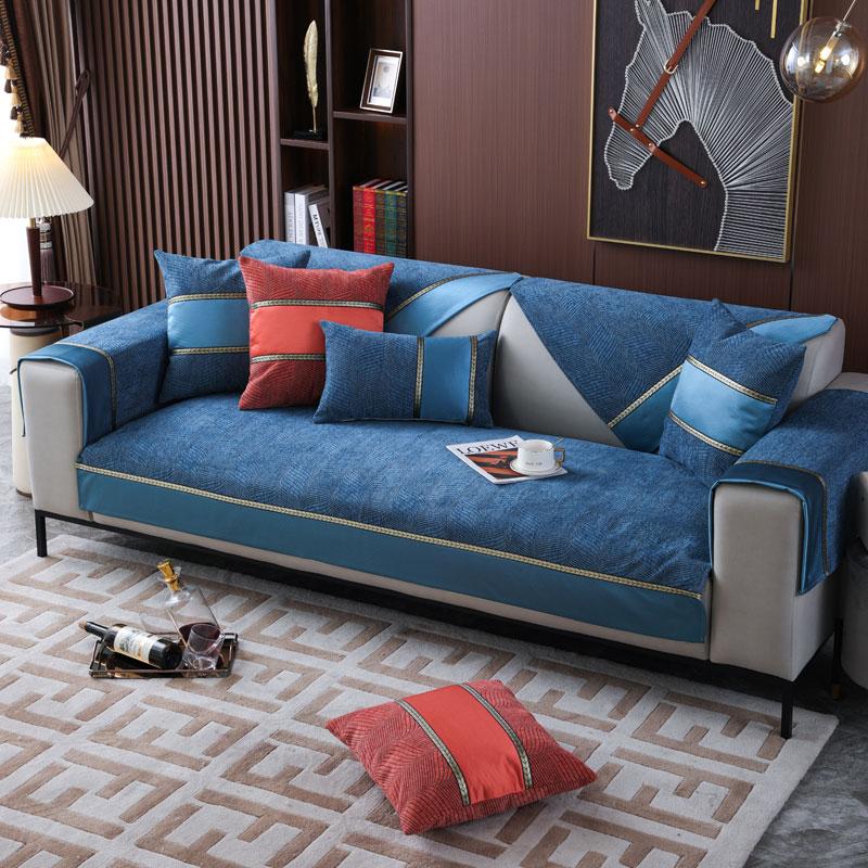 Modern Chenille Sofa Cover 1 /2 /3 Seater Patchwork Jacquard Corner Couch Slipcover Chair Cover Furniture Protector Sofa Cushion