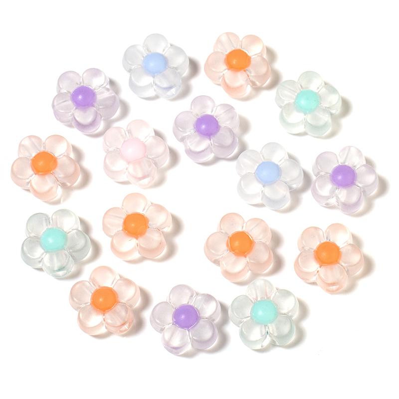 100pcs/lot Flower Beads Colorful Transparent Acrylic Beads Loose Beads For Children Girls DIY Jewelry Making Bracelet Necklace