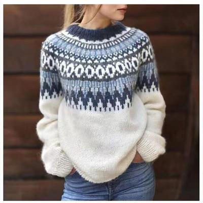European and American Autumn/Winter Women's Chunky Knit Acrylic Thickened Jacquard Sweater