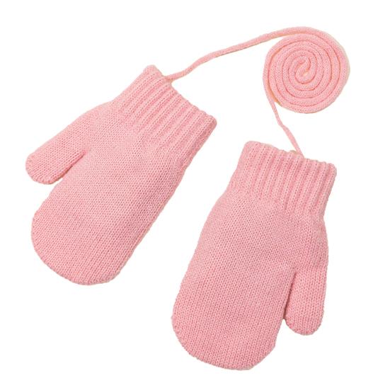Kids Winter Gloves Warm Thickened Full Finger Mittens Knitted Gloves with Rope for Boys