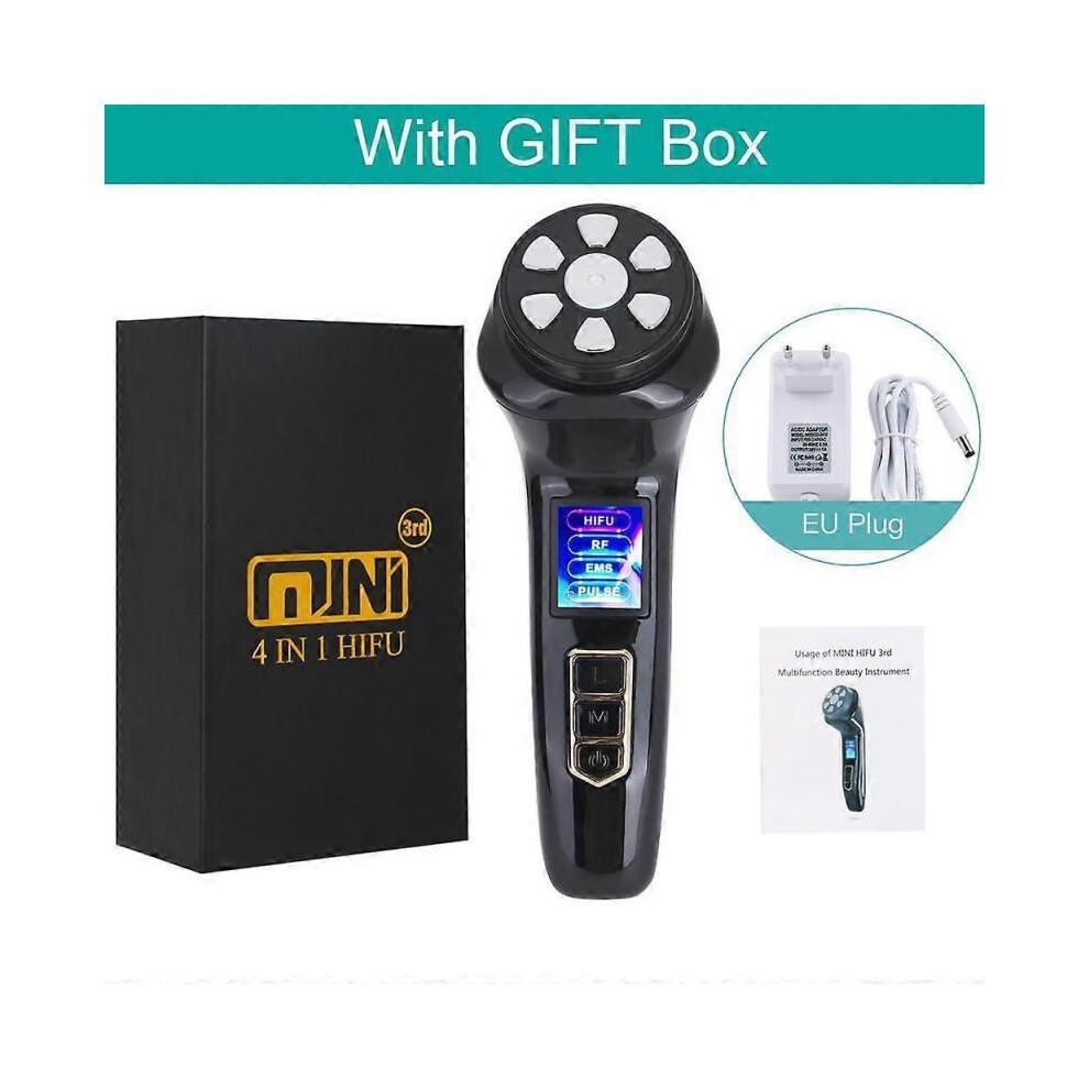 (EU-Stecker) NEUES 4-in-1-Mini-HiFu-Ultraschall-RF-EMS-MFIP-Puls-Gesichtslifting-Hautstraffungs-Anti-Falten-Massagegerät SPA-Schönheitsgerät
