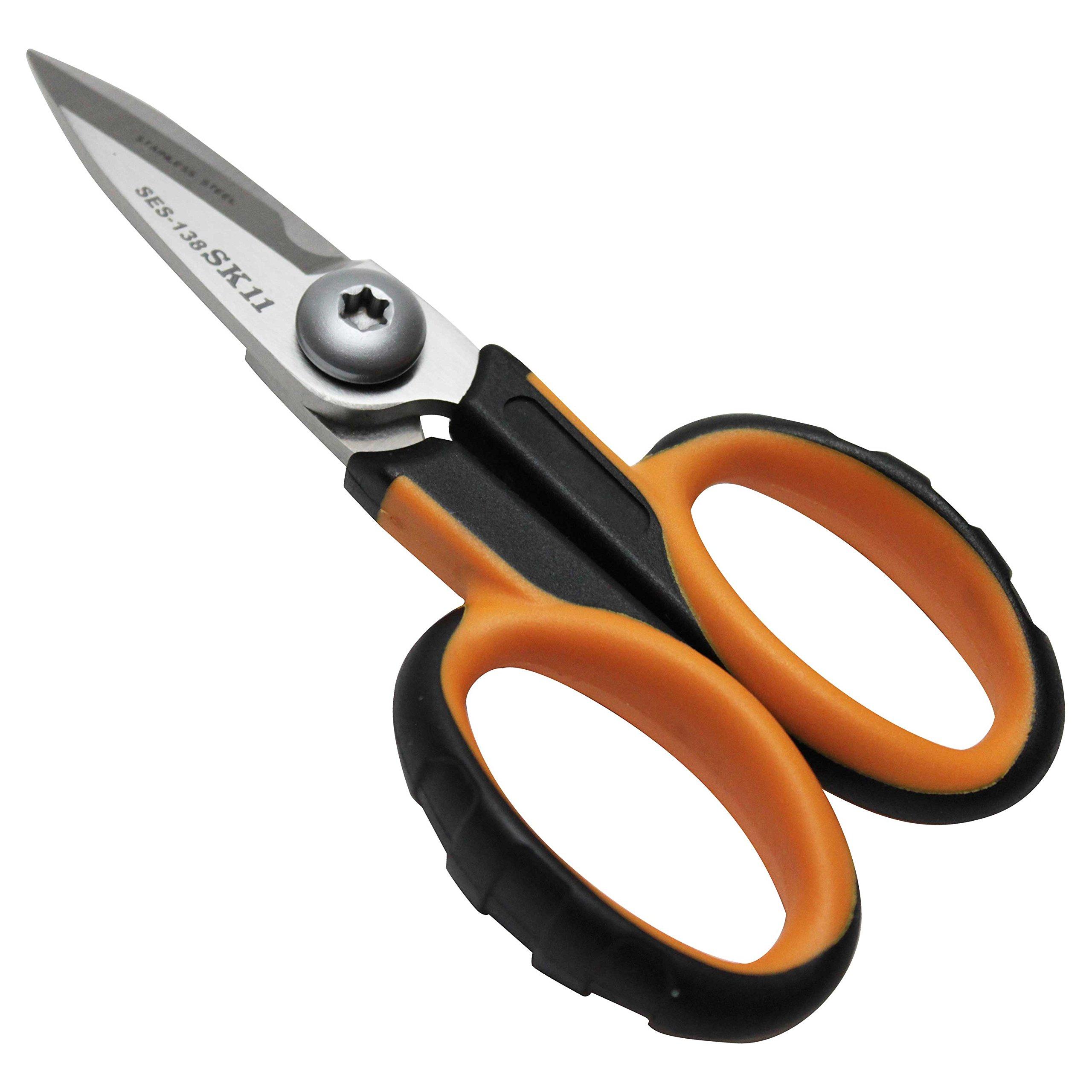 

SK11 Высокой твердости и компактные ножницы электрика, Долговечность, Маленькие, Размер, Прибл.. 140мм, SES-138S чёрный