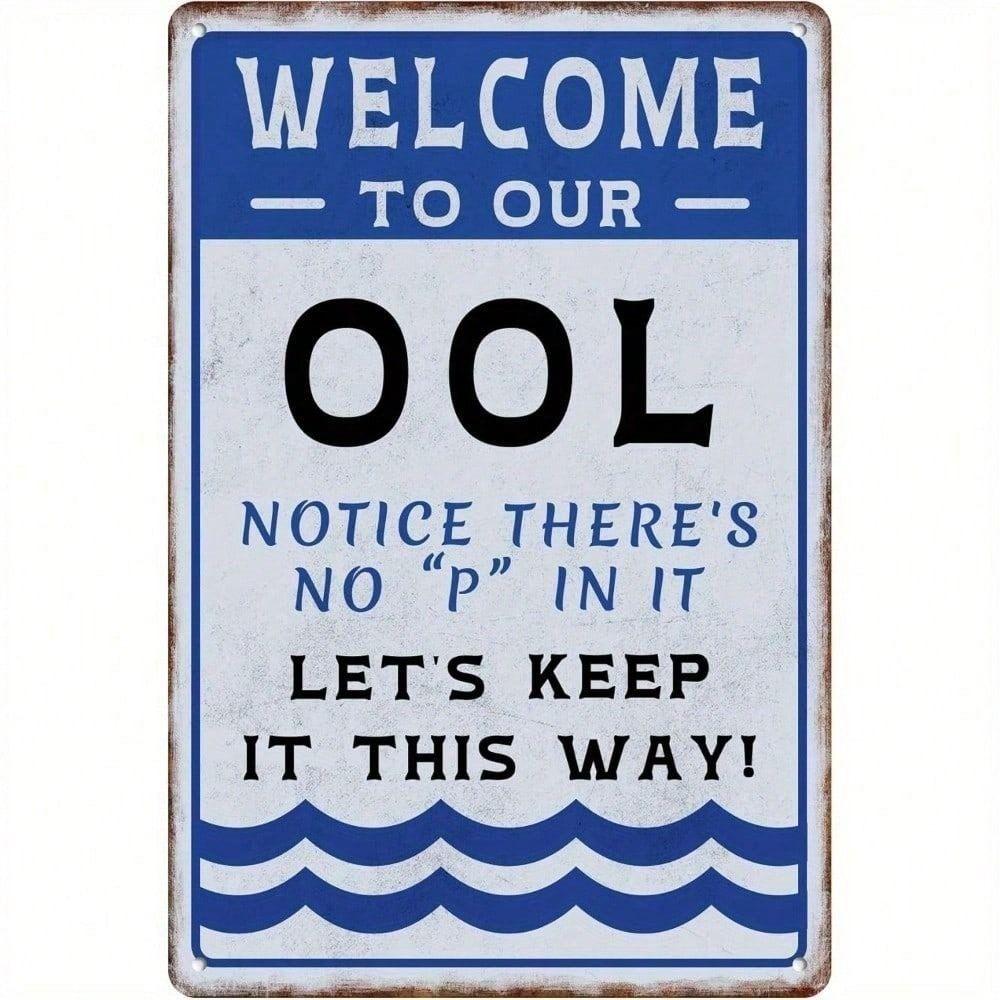 Funny Vintage Pool Sign Rusty Metal Wall Poster Backyard Decor