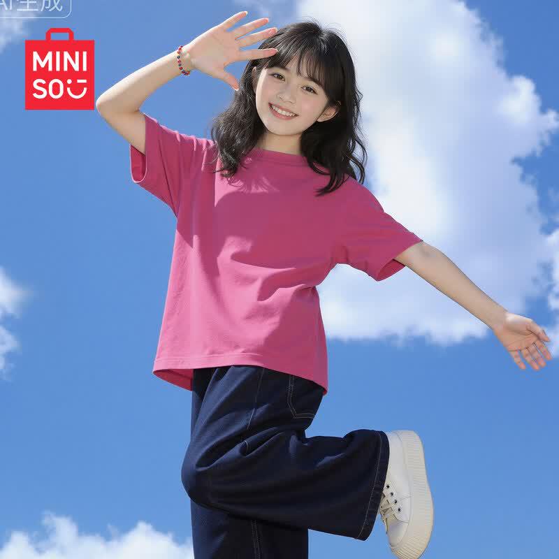 MINISO Girls' Summer 2026 Pure Cotton Short Sleeve T-Shirt