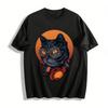Vintage Glasses Headset Cat Cool Graphic Casual T-Shirt Pure Cotton T-shirt
