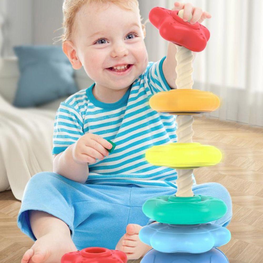 Irregular Square Rainbow Stacker Baby Toy Montessori Toy Stacking Rainbow Tower  Kids