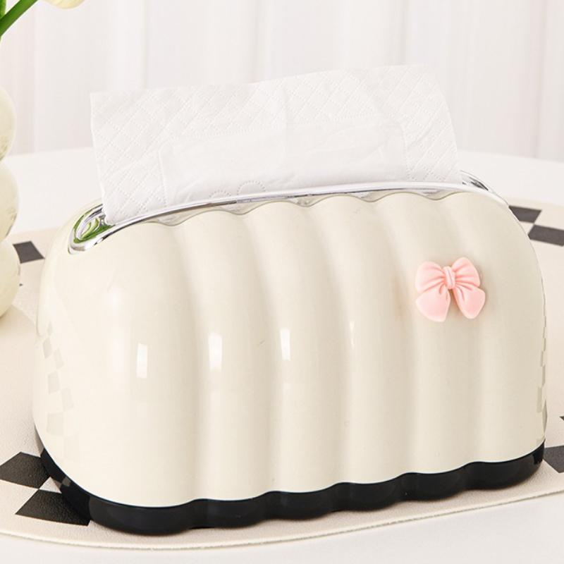 Cream White High-end Napkin Paper Cardboard Box Bread Spring Tissue Box Household Portable
