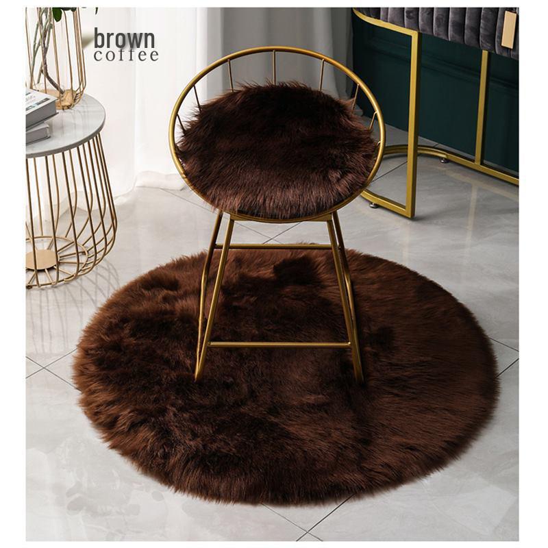 Nordic Plush Round Rug for Bedroom, Chair, and Vanity