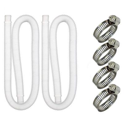 2 PCS Hose Pool Pump Hose 4 PCS Clips Above Ground