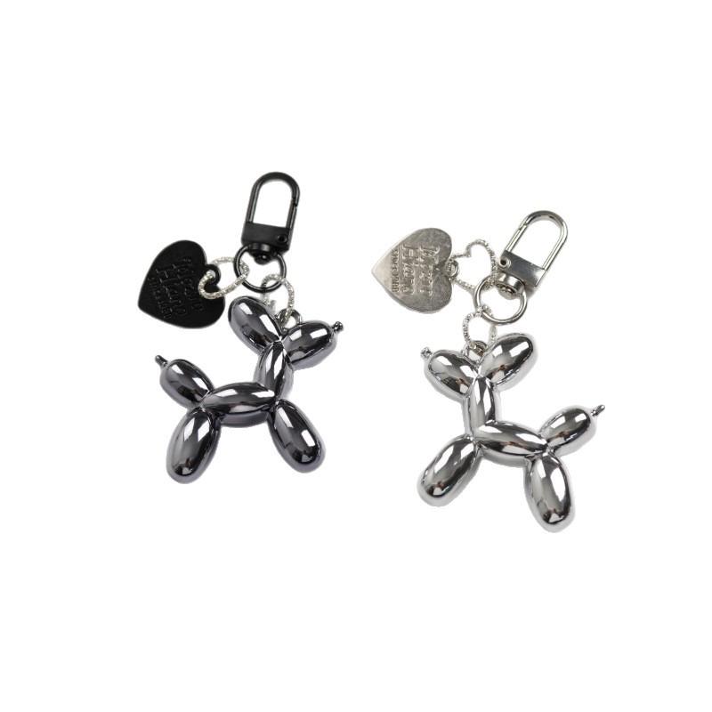 Trendy Acrylic Balloon Dog Keychain & Heart Pendant Backpack Accessory