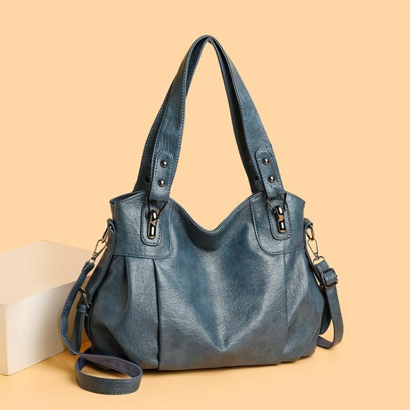 Large Capacity Black Brown Shoulder Bags For Women Large Shopper Bag Solid Color Soft Leather Crossbody Handbag Lady Travel Tote Bag