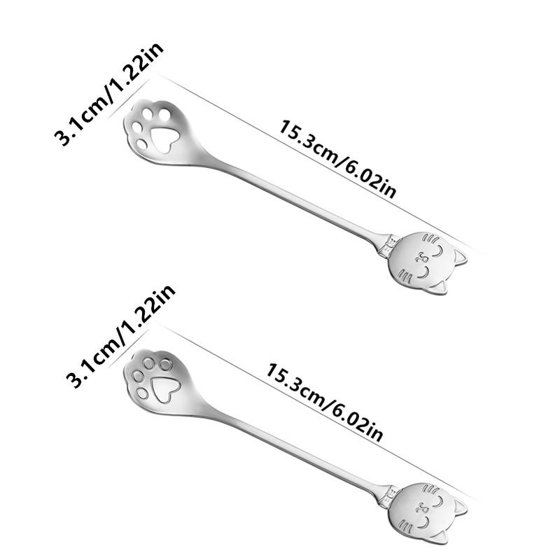 Colher de Mistura de Café em Aço Inoxidável Colher Criativa de Pata de Gato Colher de Chá para Sobremesa de Bolo de Sorvete Utensílios de Mesa Acessórios de Cozinha