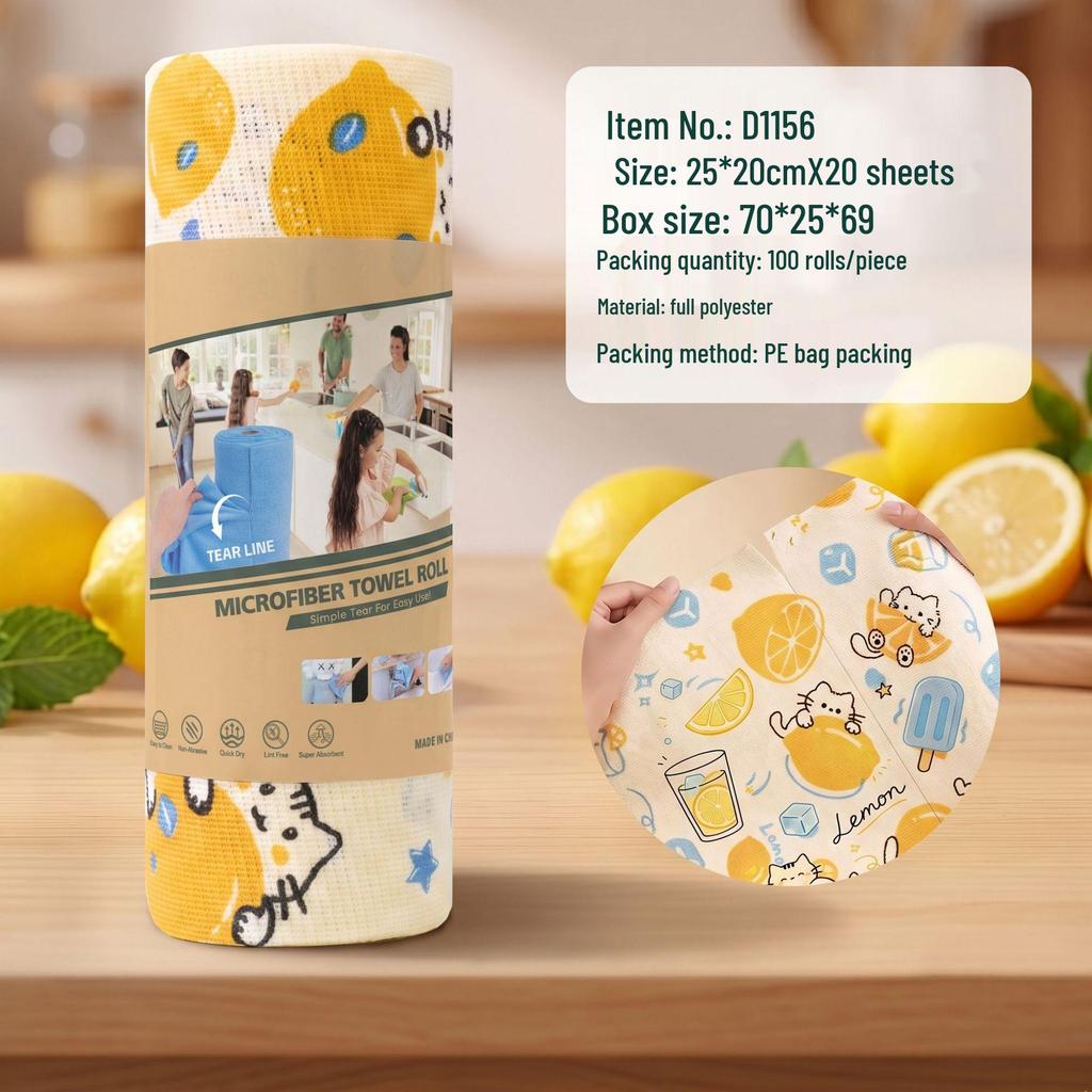 Hand-Tearable, Multi-Functional Kitchen Cleaning Rag: Strong Absorption, Lint-Free, Thick, Disposable.