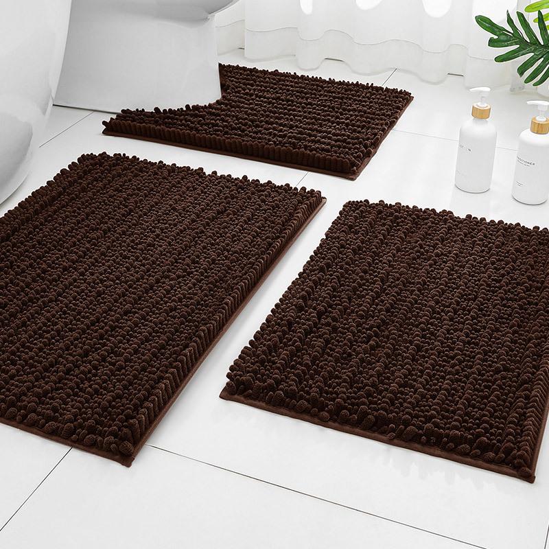 Chenier Solid Color Long Hair Bedside Mat Bedroom Carpet Bathroom Absorbent Floor Mat Bathroom Non-Slip Foot Mat Toilet Door Mat