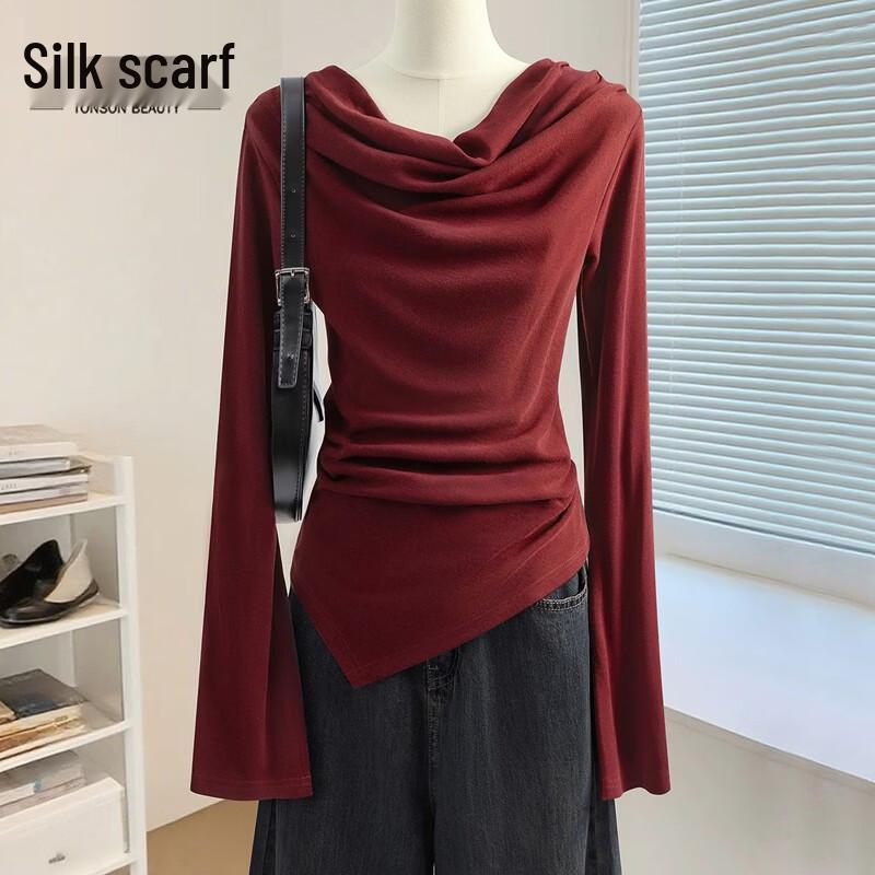 Sibaoshe Women s Slim Fit Off-Shoulder Long Sleeve Pullover Top M