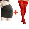 2PCS/SET Women High Waist Pencil Mini Skirts+Stockings Dress Set,Sexy Casual Wrap Hips Black Short Skirt and Pantyhose