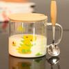 Falevints Cartoon Glass Milk Mug with Handle