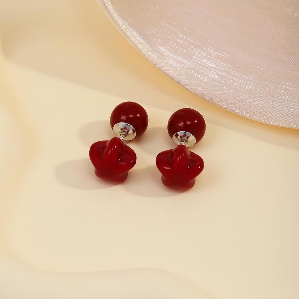 Ankerla Red Bow Heart Earrings: Enhance Skin, Slim Face, Exude Luxury - Perfect for New Year Elegance