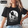 Cute Black Cat Shirt Halloween Jack O Lantern T-shirt Spooky Pumpkin Tshirt Halloween Party Outfit Fall Gifts For Cat Lovers